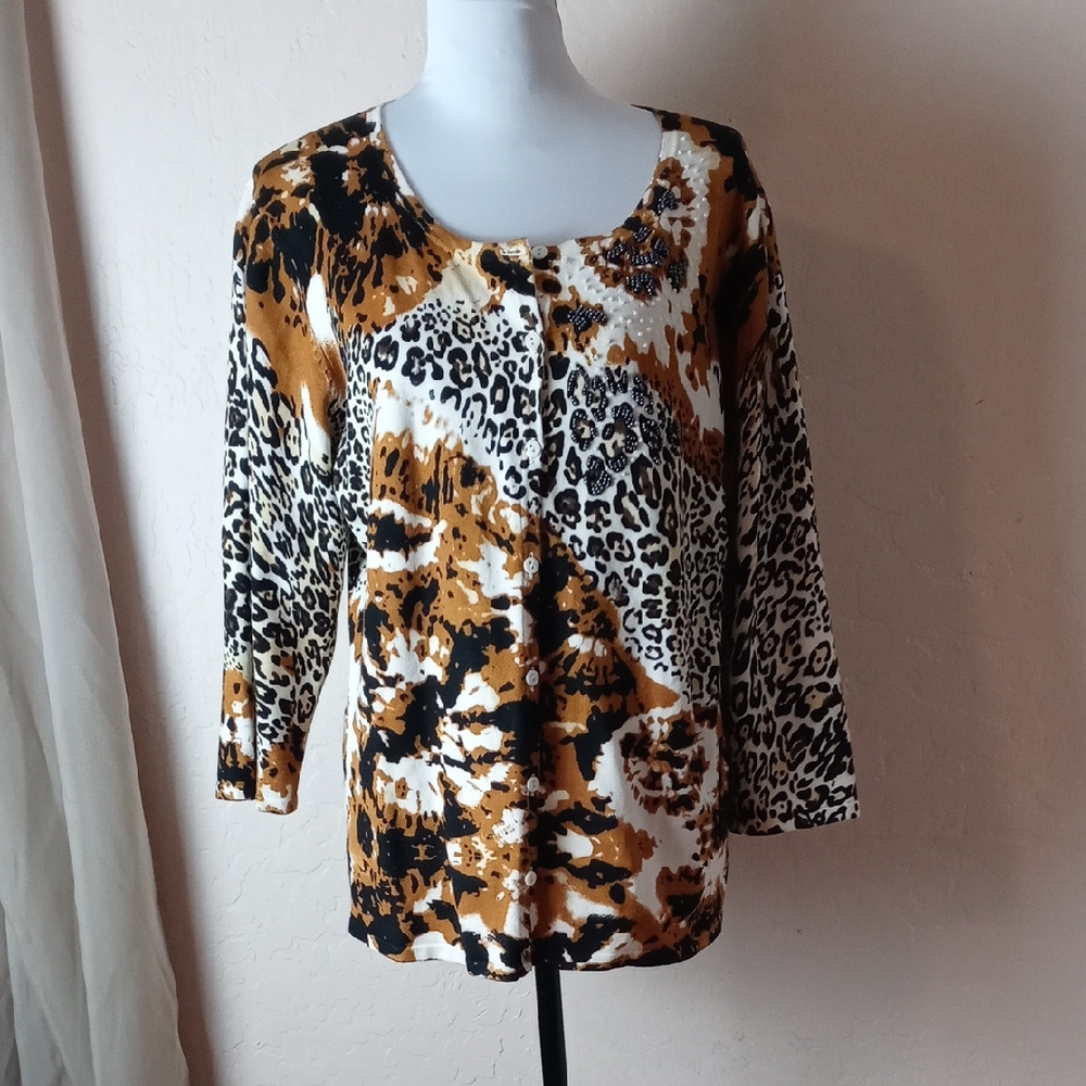 Effortless Style Leopard Print Women's Cardigan Sweater